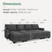 Convertible Sofa Bed Storage Sleeper Sectional Sofa Couch with Storage and Storage Ottomans with Chaise Longue for Living Room and Home Office, Dark Grey