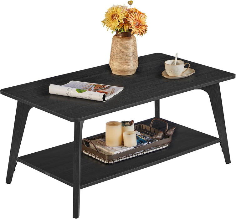 MAEZO Collection - Coffee Table, 2-Tier Center Table with Storage, Tapered Legs, Curved Transitions, 21.7 X 39.4 X 17.7 Inches, Easy to Assemble, for Living Room, Charcoal Gray ULCT249B01