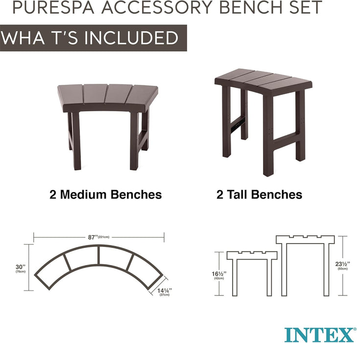 2 Medium Purespa Benches, Compatible with above Ground 4 Person Spas (Accessory Only)