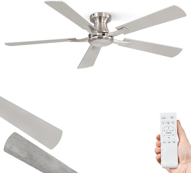 52-Inch Brushed Nickel Flush Mount Ceiling Fan