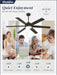 58 Inch Ceiling Fans with Lights and Remote, Black Indoor/Outdoor Ceiling Fan with Quiet Reversible DC Motor, 6 Speeds, 3CCT, 6 Blades Large Ceiling Fan for Living Room Bedroom Patio