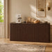 64" Fluted Sideboard Buffet Cabinet with Faux Marble Top, Dark Walnut | Wood Credenza with Storage Shelves, Modern Console Table for Coffee Bar, Dining Room, Kitchen, Living Room & Entryway