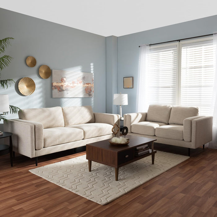 Noa Light Beige Fabric Upholstered 2Piece Living Room Set