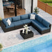7 Pieces Outdoor Patio Sectional Sofa Couch, Wicker Furniture Patio Conversation Sets with Washable Cushions & Coffee Table for Garden, Poolside, Backyard