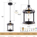 Chandelier Set of 3 Vintage Pendant Light Fixture, Black Farmhouse Wooden Metal Chandeliers, Open Frame Hanging Lighting for Diningroom,Bar,Entrance Hall,Kitchen Island Living Room