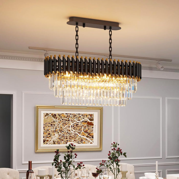 31Inch Black Gold CrystalChandelier PendantLighting