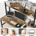 Computer Desk with Hutch, 47“W X 23.6" D Desk with Shelves, Tall Home Office Desk with Bookshelf, Metal Legs Study Table with Upper Storage Shelf for Study Writing/Workstation