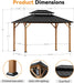 Modern Shade the Horizon Hard Top Gazebo 10' X 12' with 4 LED Lights, Permanent Hardtop Gazebo with Galvanized Steel Double Roof, Metal Gazebo with Decor Hooks, Mosquito Nettings for Patio, Wood Grain