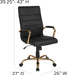 Whitney High-Back Swivel Leathersoft Desk Chair with Padded Seat and Armrests, Adjustable Height Padded Office Chair, Black/Gold