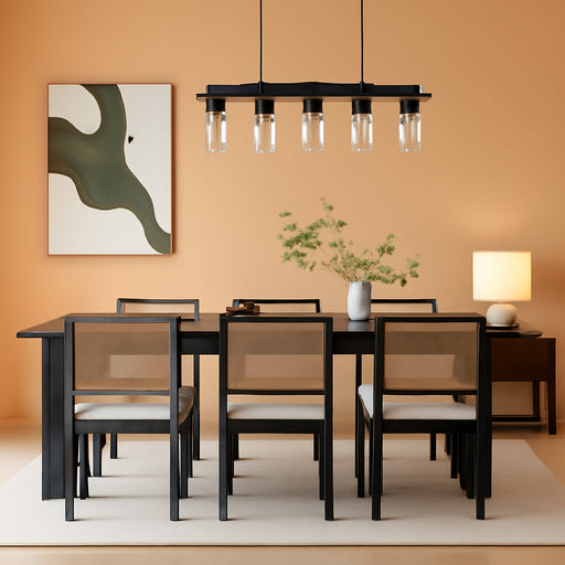 Rattan Dining Chairs Set of 6, Farmhouse Kitchen Chairs with Cane Back, Upholstered Dining Room Chairs Comfy Side Wood Chair for Living Room/Restaurant, Black Cream