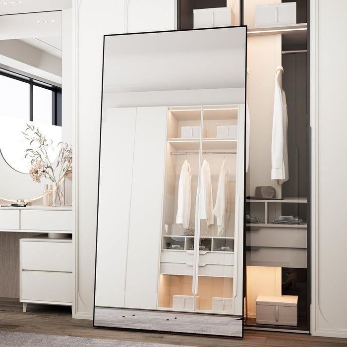 76"X34" Full Length Mirror, Black Floor Mirror