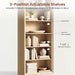 72" Tall Bookcase, 6-Tier Open Bookshelf with Adjustable Shelves, Wooden Floor Standing Display Storage Shelves for Living Room, Home Office, Study Room, Natural Wood