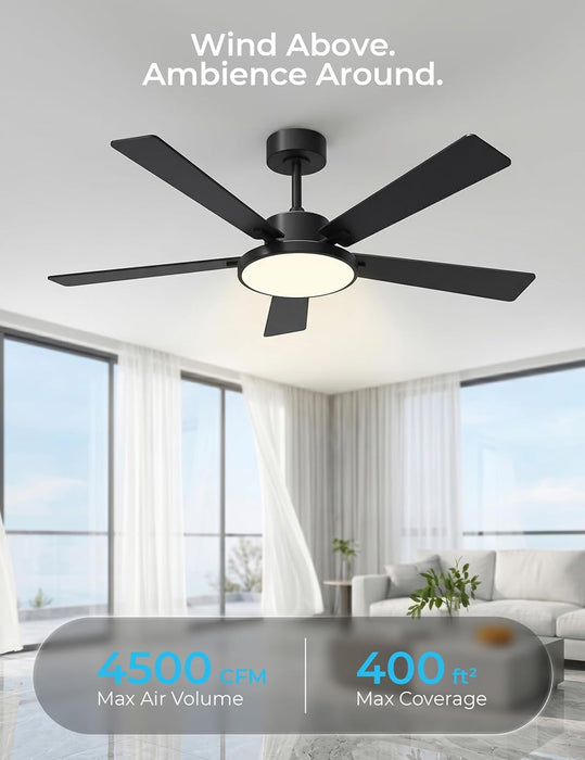 Cinoton 52 Inch Black Smart Ceiling Fan Wireless