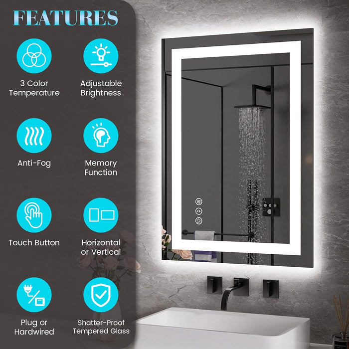 LED Bathroom Mirror, Bathroom Vanity Mirror, 28"X36"