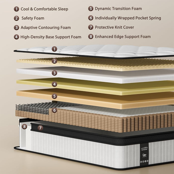 King Size Mattress, 12 Inch Hybrid Mattress King Size in a Box, Medium Firm