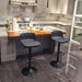 Black Bar Stools Set of 2 Adjustable Counter Height Barstools Modern PU Leather Swivel Tall Bar Chairs Upholstered Bar Stool with Back for Kitchen Island