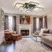 Modern LED Ceiling Light, Dimmable LED Chandelier Black Flush Mount Ceiling Lights, Remote Control Acrylic Ring Ceiling Lamp Fixture for Living Room Dining Room Bedroom, 8H-FANG-BL-04