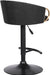 Solstice Adjustable Black Faux Leather Swivel Barstool with Black Powder Coated Finish and Gold Accents