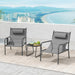3 Piece Outdoor Bistro Set, Patio Metal Chair & Coffee Table, Breathable Seat Fabric & Cozy Headrest, Metal Conversation Set for Yard, Front Porch, Poolside (Gray)