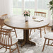 round Dining Table for 4, 47 in Farmhouse Circle Kitchen Table with Wood Tabletop and Stable Base, for Home Dining Room Living Room, Brown (Only Table)