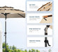 10Ft 3-Tier Patio Umbrella Outdoor Table Market Umbrella for Patio with Push Button Tilt/Crank, Fade Resistant Waterproof POLYESTER Canopy for Garden, Lawn, Deck, Backyard & Pool, Beige