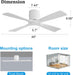 Contemporary 48 Inch White Flush Mount Quiet Fan