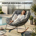 Outdoor Papasan Rocking Chair with Thick Cushion, Light Grey