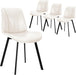 Upholstered Dining Chairs Set of 4, Modern Kitchen & Dining Room Chairs, Faux Leather, Sturdy Metal Legs, for Living Room, Cafe & Restaurant- White