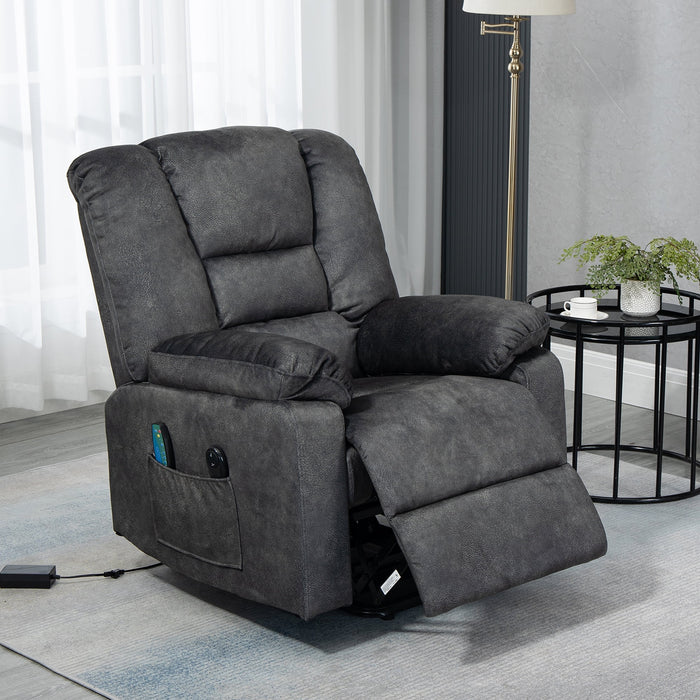 Power Lift Recliner Chair, Elderly Sofa with Heat Therapy and Massage Function, Heavy Duty Reclining Mechanism Electric Recliner with Side Pocket for Living Room Bedroom Home Theater, Grey