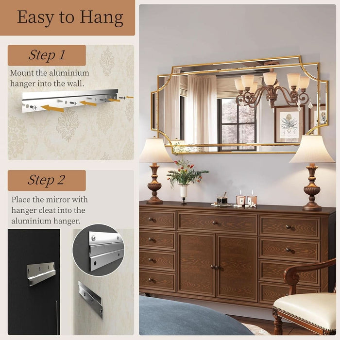 GoldenFoilFinish Ornate Handcrafted 24x48 Wall Mirror