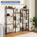 Wide Adjustable Bookshelf With Industrial Modular Panels