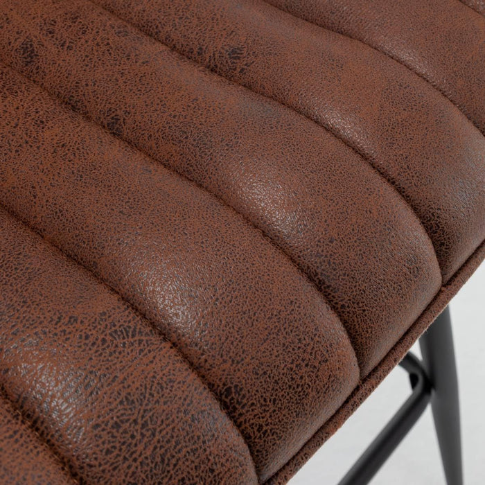 Brown Bar Stools Set of 2, 24 Inch Barstools Fabric Upholstery | Counter Height Bar Stool 24-Inch Seat Height, Thick Cushion, Black Metal Legs, Mid-Century Industrial Look for Kitchen Island