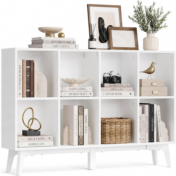 Cloud White Eight Compartment Modular Bookcase System