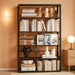 5-Tier Tall Book Shelf, Metal Bookcase with Adjustable Shelves | Metal Bookshelf,Bookend,Anti-Tip,Leveling Feet,,Display Storage Shelves for Bedroom/Office,Rust-Resistant,Easy Assembly Black
