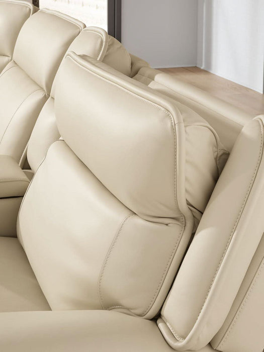 Double Deal Modern Leather Match 3-Piece Power Reclining Sofa Sectional with Adjustable Headrest, USB Ports, Storage and Cup Holders, Beige