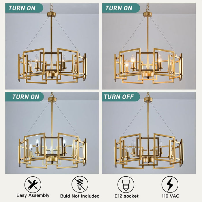 Gold GeometricMetal Pendant Chandelier 5 Light Fixture