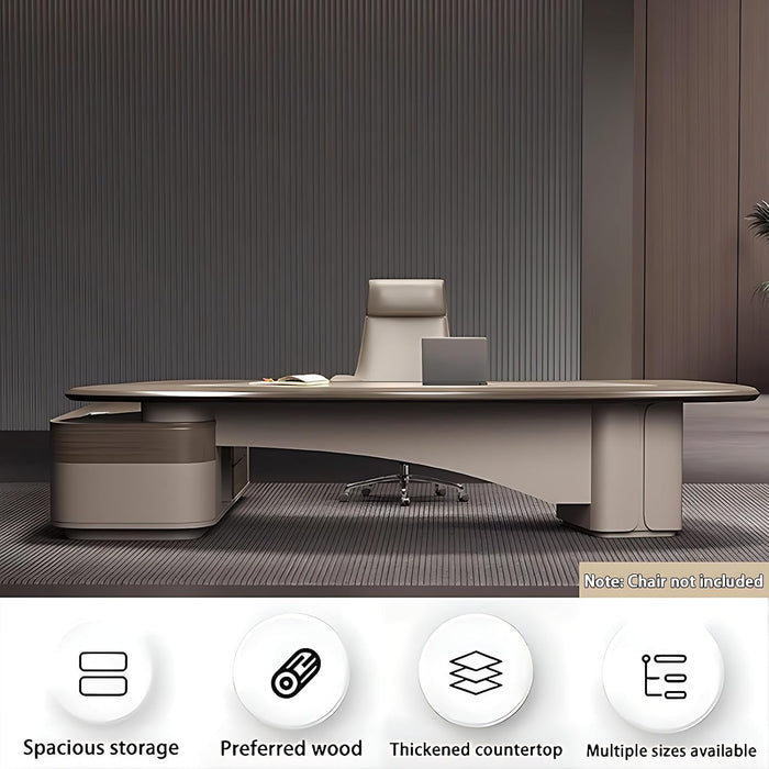 L Shaped SolidWood Desk With HiddenCableHole 141.7In