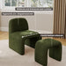Green Chenille Upholstered Accent Chair with Ottoman Set, Modern Armless Chair Side Chairs for Living Room, Bedroom, Small Space, Reception Room, No Assembly Required