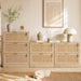 Extra Large 3 Drawers Rattan File Cabinet with Lock