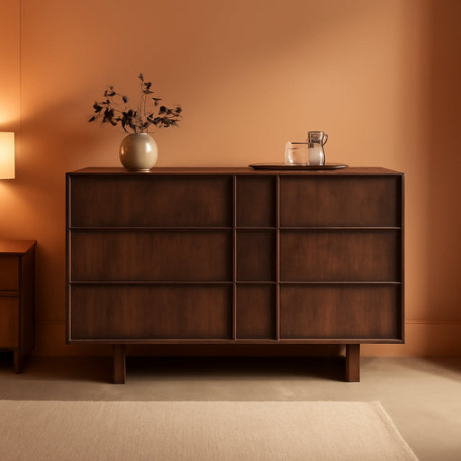 47" Wide 6 Drawer Dresser for Bedroom, Skeleton Line Design