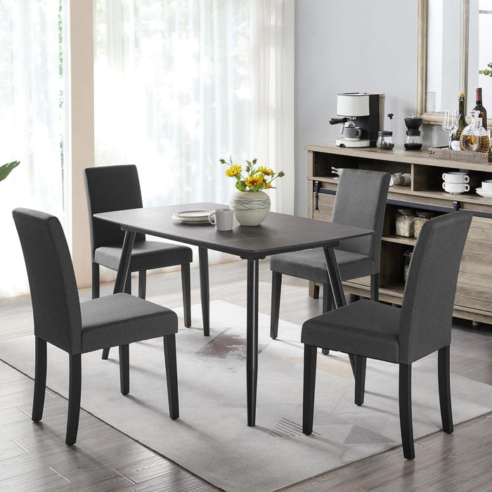 Dining Chair Fabric Parson Chair Modern Stylish Upholstered Kitchen Living Room Padded Chair Armless Side Chair with Solid Wood Legs Set of 4, Dark Grey