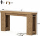 47" Console Table with Outlet, Farmhouse Entryway Table with Colorful LED Lights, Wooden Sofa Table with Unique Carved Design, Foyer Accent Table for Entrance, Hallway, Living Room Natural