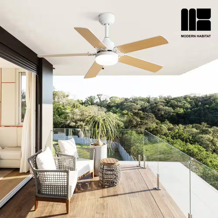 Whisperbloom Blade Span 42 In. Smart Indoor White Ceiling Fan with LED Light Bulbs with Remote Control