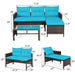 3 Pieces Outdoor Patio Corner Rattan Sofa Set