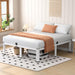 14 Inch White Full Heavy Duty 3500Lbs Bed Frame with Round-Corner