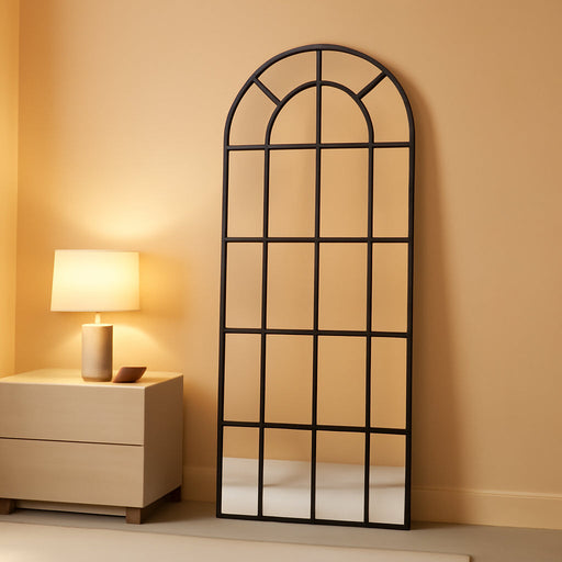 ElegantArched Windowpane 71x30 Full Length Mirror Black