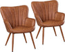 PU Leather BarrelShapedContoured Armchair Brown Metal Legs