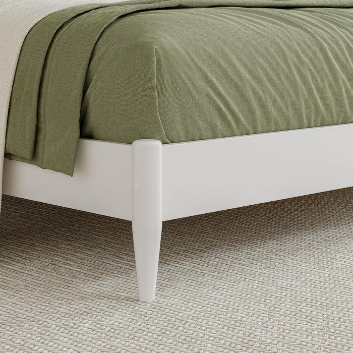 , Valencia King Solid Wood Low Profile Sleigh Platform Bed, White