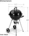 18 Inch Kettle Charcoal BBQ Grill with Wheels, Portable Charcoal Grill with Porcelain-Enameled Lid & Ash Catcher for Outdoor Cooking Barbecue Camping Picnics Tailgating, Black