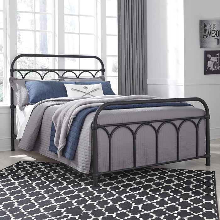 Signature Design by Ashley Nashburg Industrial Farmhouse Metal Bed, Full, Matte Black